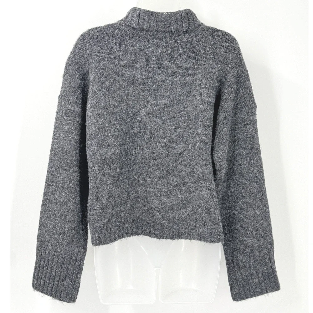 Pilcro Sweater Womens sz M Gray Cowl Neck Wool Blend boxy crop boho preppy